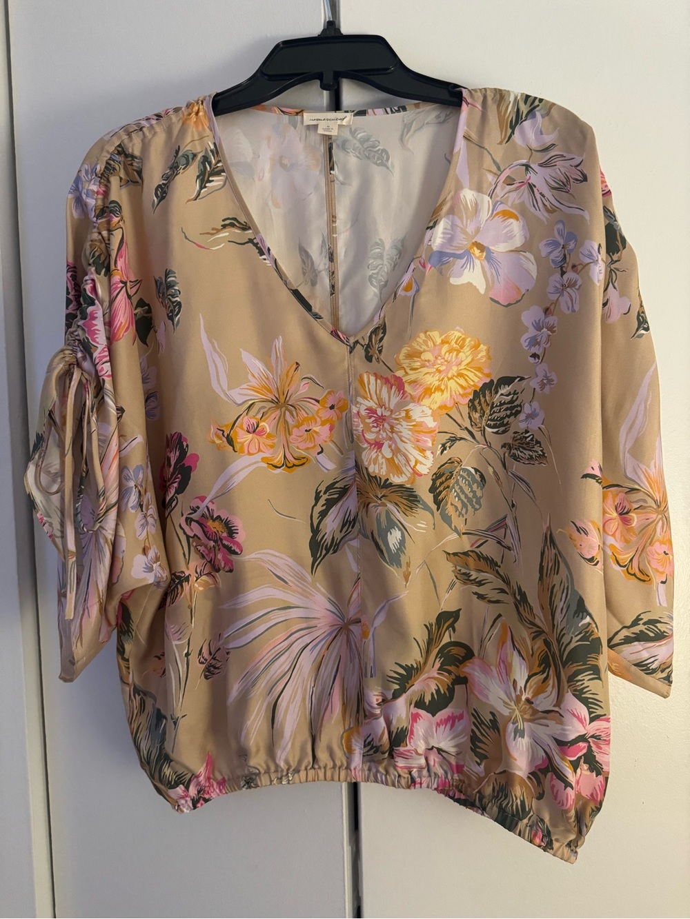 Unsubscribed Silk Floral V-Neck Blouse